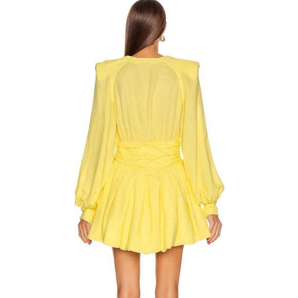Attico Pale Yellow Long Sleeve Ruched Mini Dress IT38 - Picture 8 of 8
